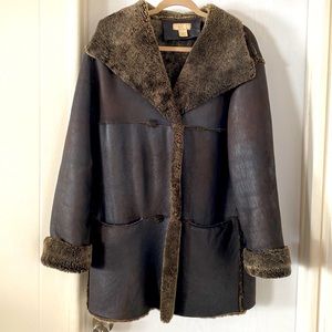 Rare Vintage J. Jill Leather and Sherpa Coat